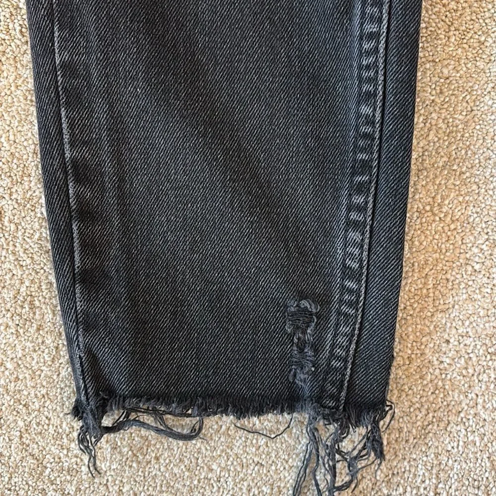 We The Free Black Button Fly High Rise Distressed Raw Hem Jeans Siz 24